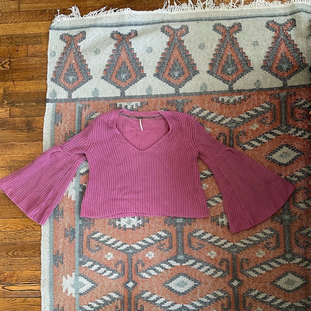 Free People Pink Bell-Sleeve Sweater